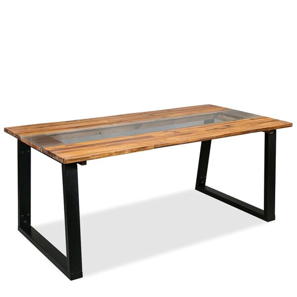 Shop vidaXL Solid Acacia Wood Dining Table and Glass 70.8" W/ Live Edge